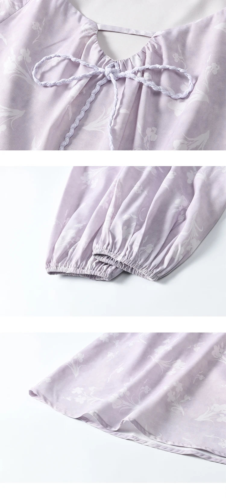 MISHOW Iris Chiffon Dress for Women Spring 2025 Waist Slim Black Fungus Edge Straps Dresses Purple Floral Fairy Dress MXE13L2095