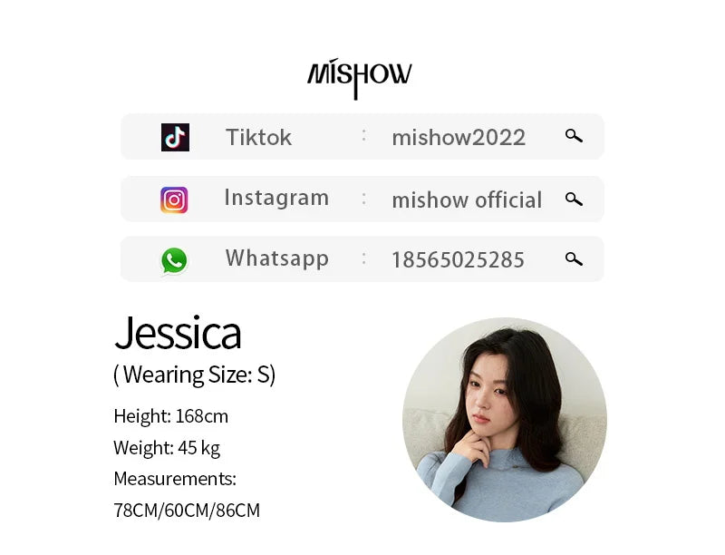 MISHOW Woman Long-sleeved Tops 2025 Autumn Winter Minimalist Mock Neck Knited Top Commute Casual Slim Pullover Woman MXE48Z2583