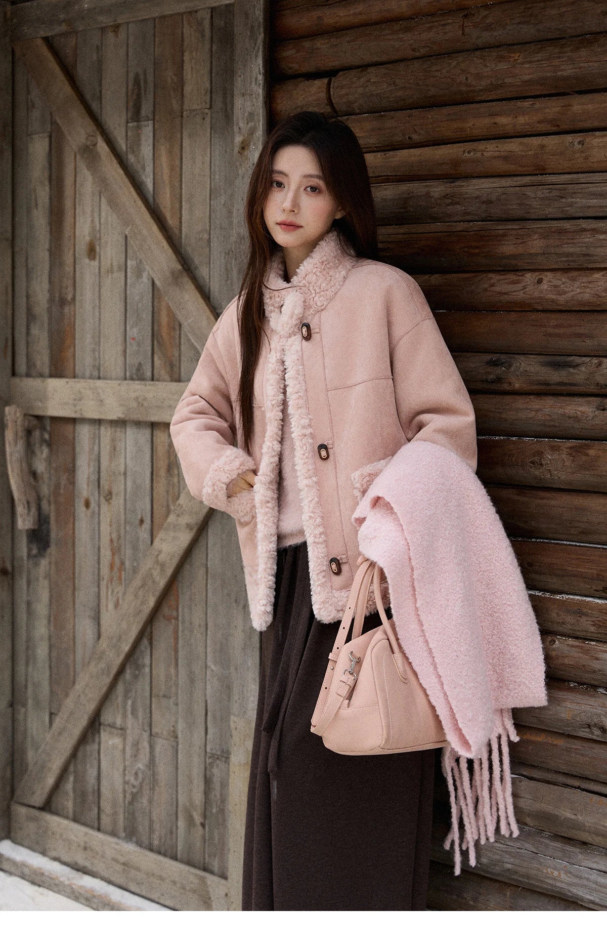 MISHOW Winter Jacket Women 2025 Elegant Luxury Suede Composite Fur Stand-up Collar Short Jacket Windproof Warm Coat MXE87W0941