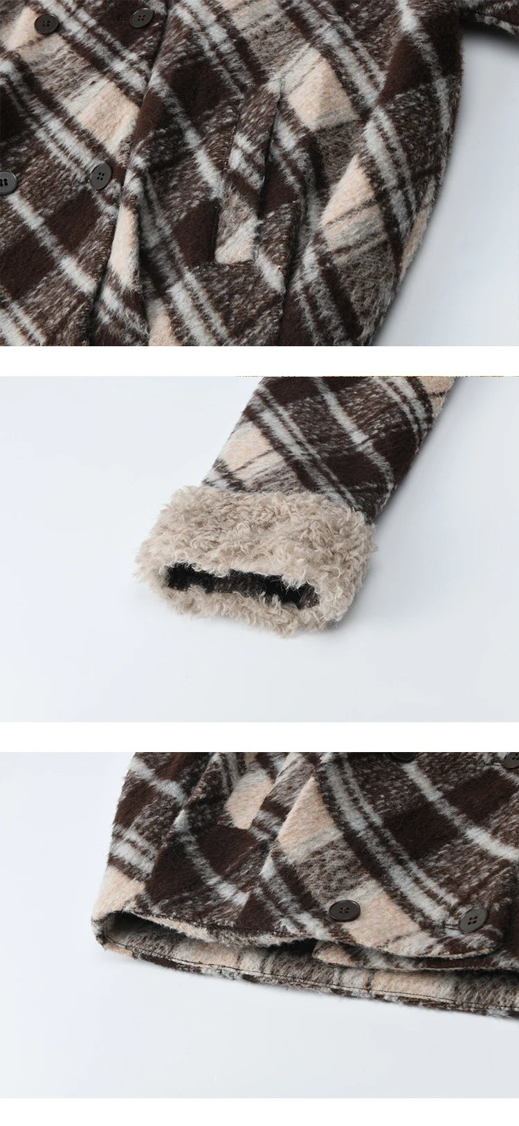 MISHOW Woman Jacket 2025 Autumn Winter Loose Retro Plaid Turn-down Collar Short Jacket Commute Warm Wool Blend Coat MXE89W0904