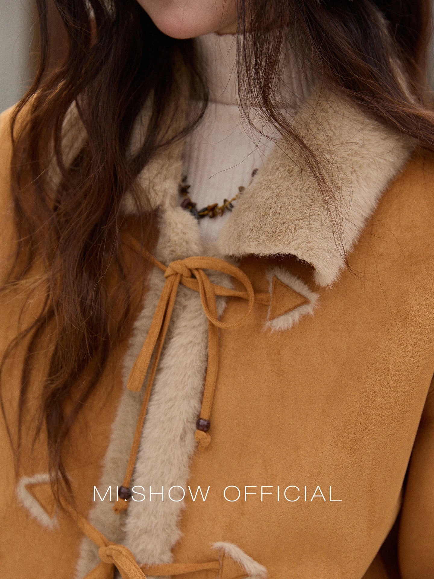 MISHOW Suede Imitation Mink Fur Coat Women Winter 2025 Retro Thick Plush Lace Up Coat Warm Lapel Jackets Office Lady MXE90W0921