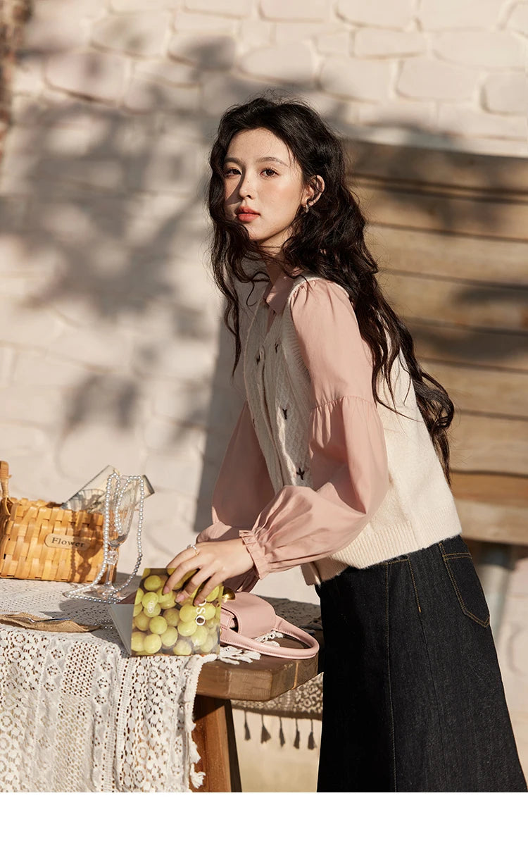 MISHOW 3D Flower Sweet Knitted Vest Women's Spring 2025 New Vintage Loose Casual Sweater Vest Cute Female Tops Korean MXE11Z1077