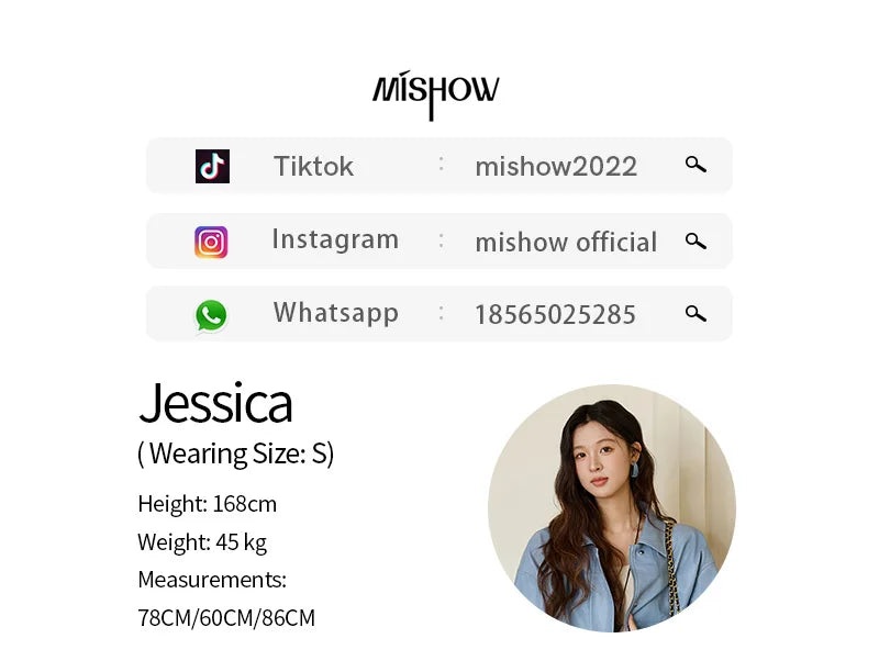 MISHOW Women's Blue Short Jacket 2025 Autumn Hip-hop Style Loose Zipper Coat Commute Pu Leather Lapel Fashion Jackets MXE45W0822