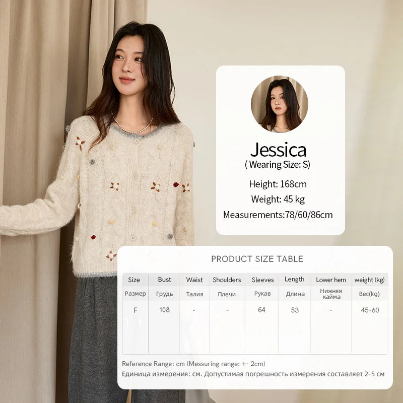 MISHOW Hand-crocheted Knitted Cardigan for Women 2025 Autumn Luxury Long Sleeves Wool Blended Loose Casual Tops MXE48Z2575