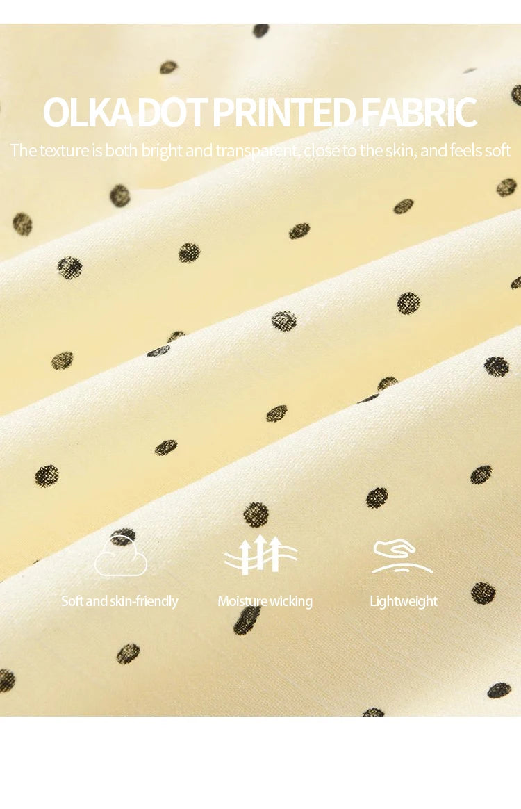 MISHOW Women's Apricot Polka Dot Shirt 2025 Summer French Ruffle Edge Patchwork Lace Shirts Short Sleeved Slim Top MXE34X1783