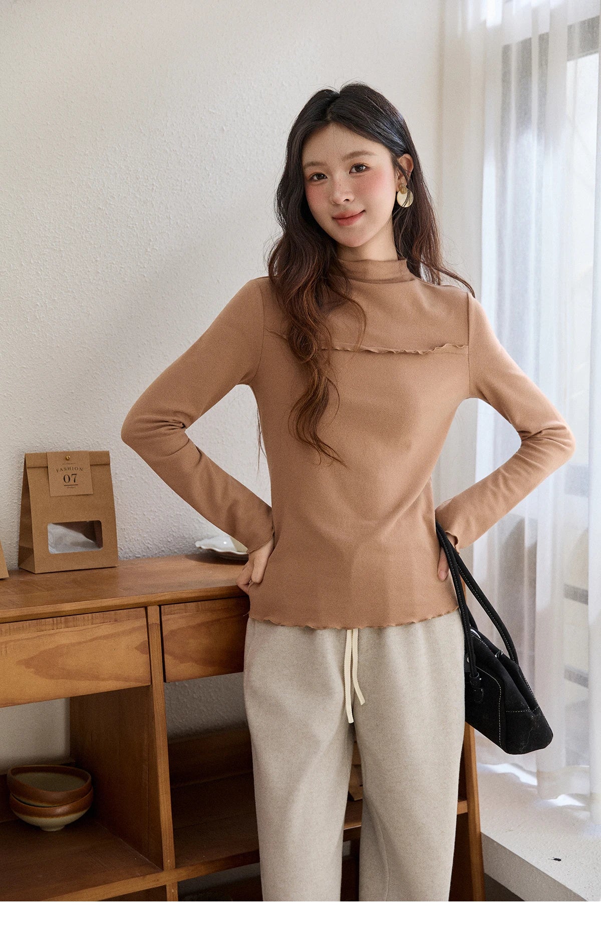 Mishow Multi-Color Thermal Turtleneck Top MXE91Z2784