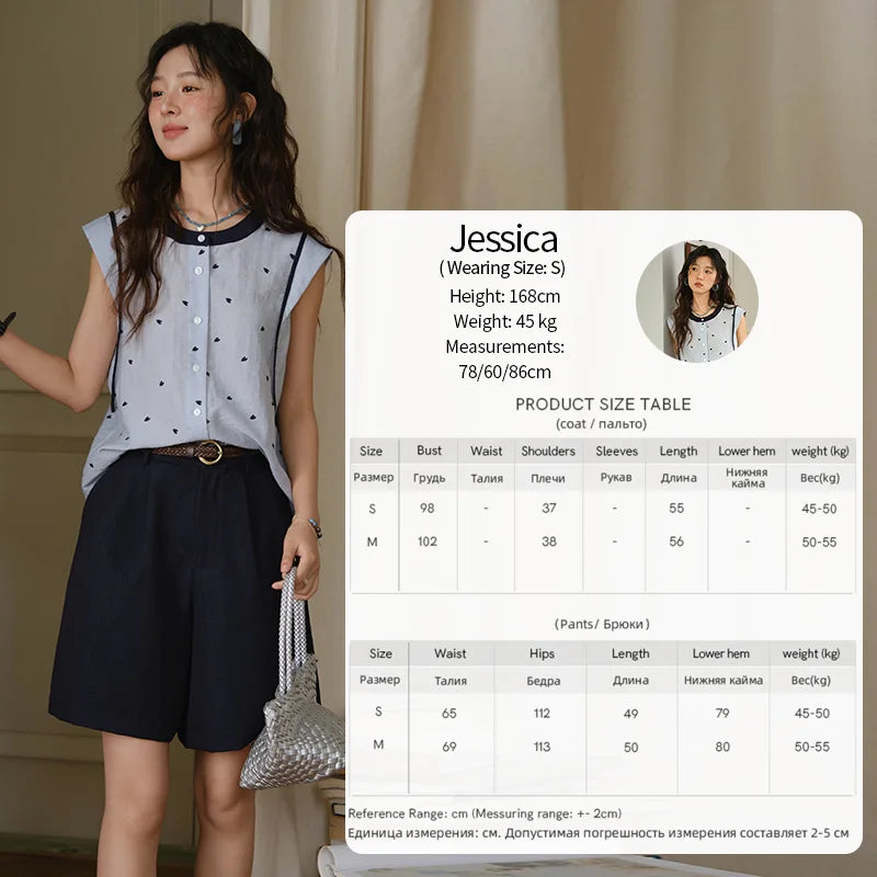 MISHOW Women's 2 Piece Set 2025 Summer Fashion Sleeveless Button Shirt High Waist A-line Shorts Set Ladies Clothing MXE37T0656