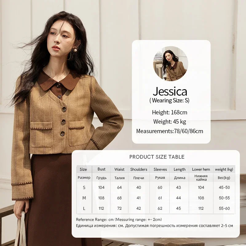 MISHOW Plaid Tweed Coats Midi Skirt Separately Women 2024 Fall Winter Polo Vintage Elegant  Jackets Pleated Skirts MXD46W0460