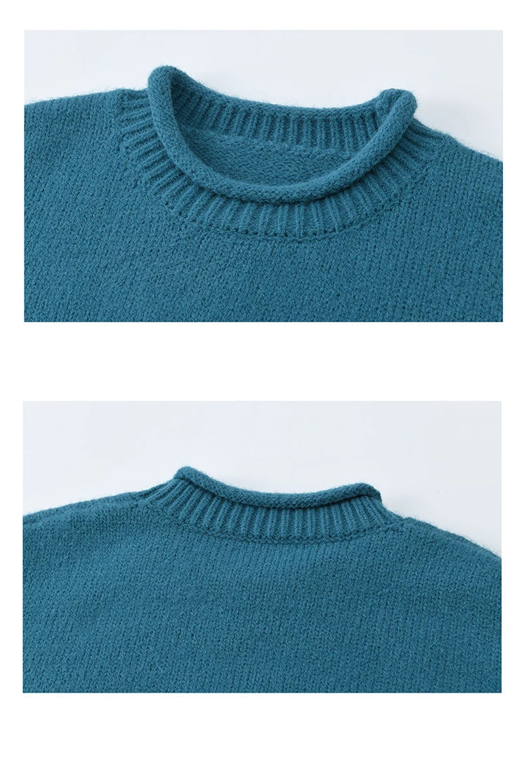 MISHOW Woman Knit Top Peacock Blue Jacquard Sweater for Women 2025 Winter O-neck Long Sleeve Loose Fit Thick Sweater  MXE86Z2751