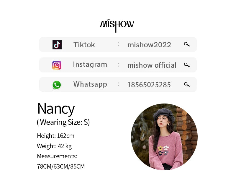 MISHOW Wool Blend Yarn Knitted Sweater Flower Color Dots Design 2024 Winter Women O-Neck Pullovers Lazy Sweaters MXD56Z1066