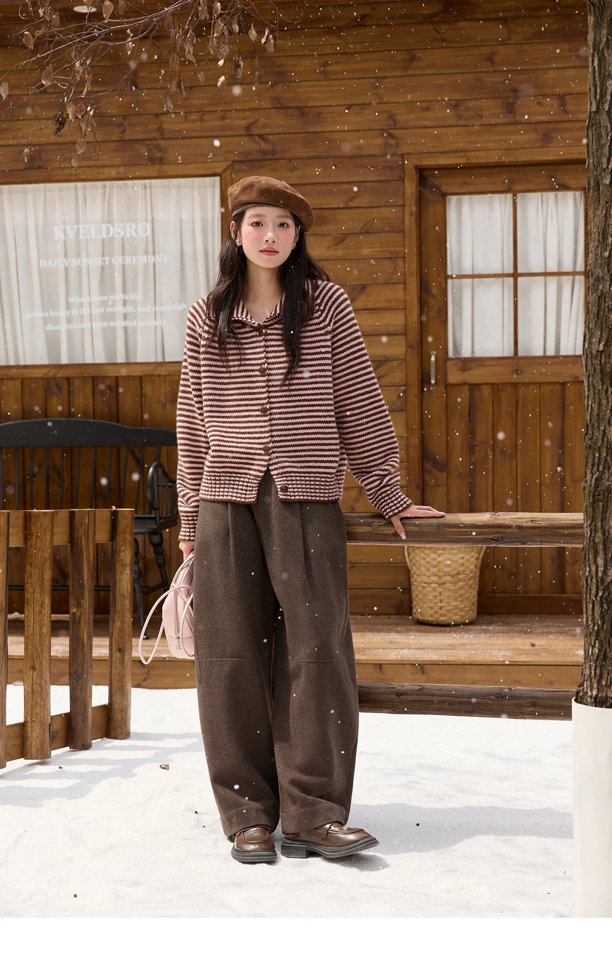 MISHOW New Striped Knitted Cardigan 2025 Autumn Winter Retro Stand-up Collar Raglan Sleeve Cardigan Commute Loose Top MXE88Z2690