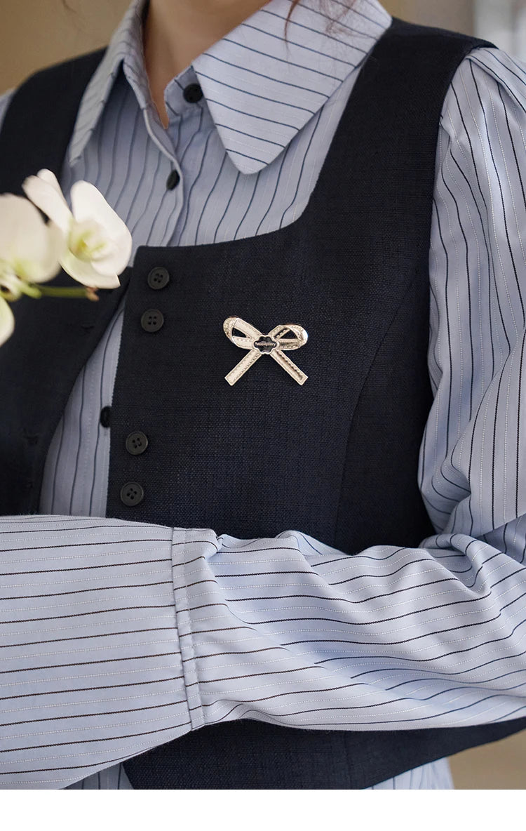 MISHOW French Vest Coat 2024 Spring Bow Square Neck Temperament Sleeveless Short Single Breasted Tank Top Outerwear MXD12W0294