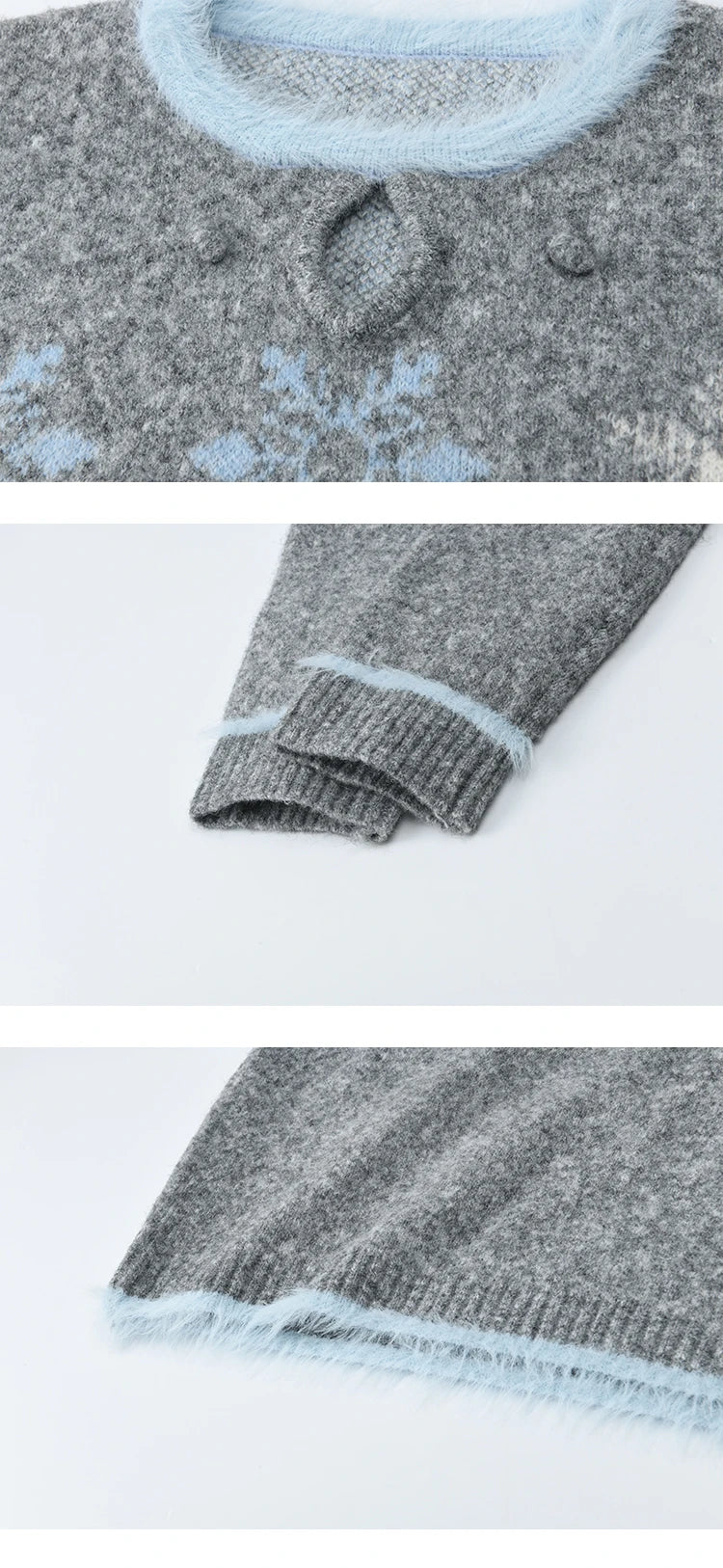 MISHOW Woman Gray Sweater Skirt Suit 2025 Winter Fashion Crew Neck Long Sleeve Sweater Knitted Mini Skirt Suit Woman MXE51T1406