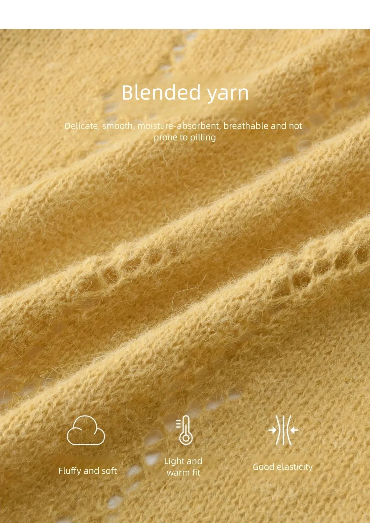 MISHOW Women's Yellow Knitted Cardigan 2026 Spring Hollow Out V-Neck Drawstring Waist Long Sleeve Casual Loose Tops MXF108Z1022