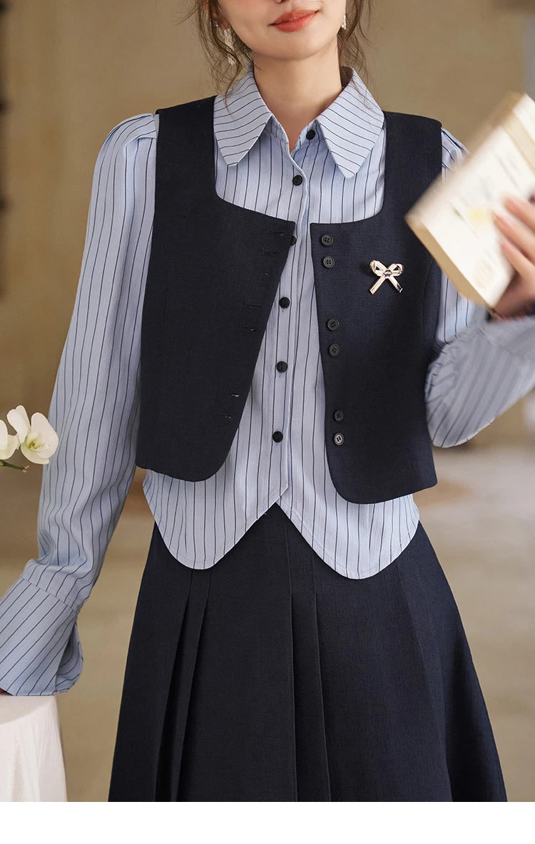 MISHOW French Vest Coat 2024 Spring Bow Square Neck Temperament Sleeveless Short Single Breasted Tank Top Outerwear MXD12W0294