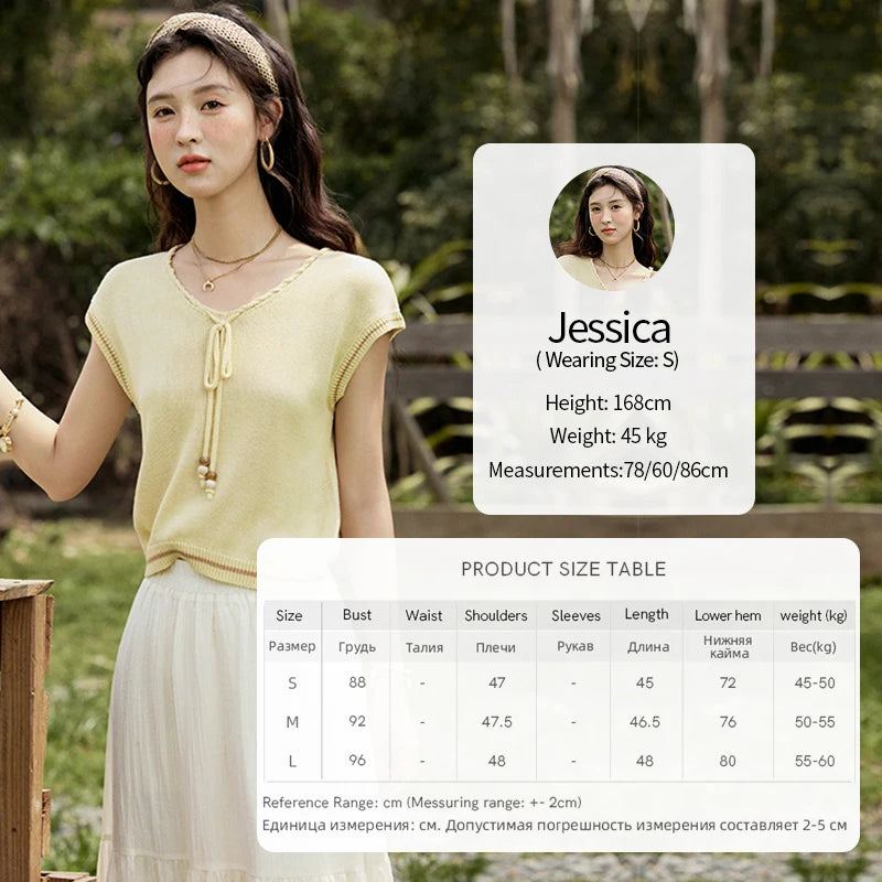 MISHOW Office Lady Summer Knitted Sweater V-neck Short Sleeve Solid Slimming Bead Design Pullover Female Lazy Tops MXE33Z1227