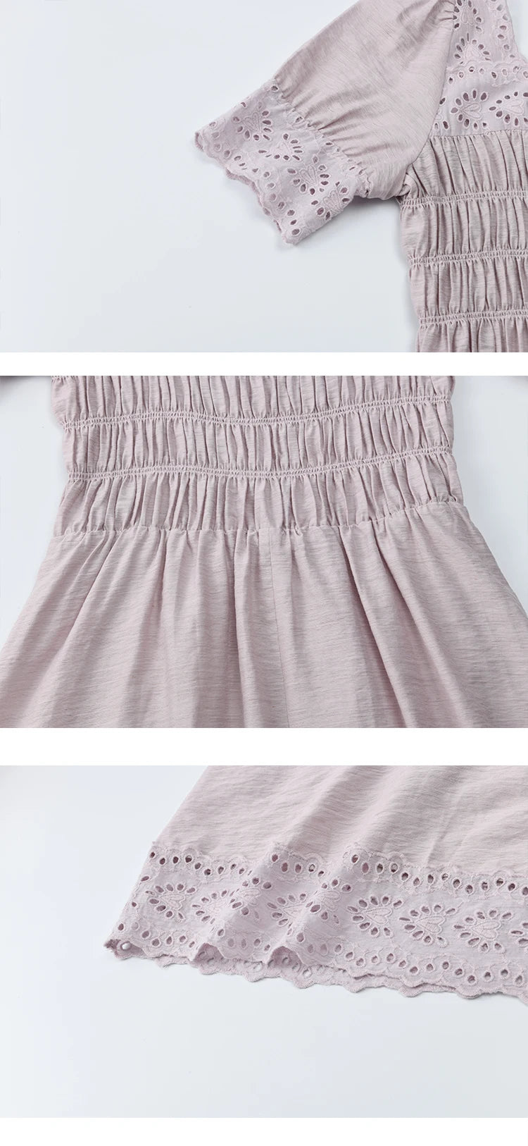 MISHOW Puff Sleeve Dress for Women 2025 Summer New Square Neck Fashion Lace Hollow Purple Dresses Female Clothing MXE39L2406