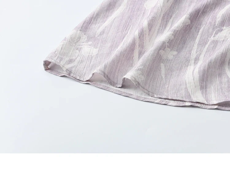 MISHOW Purple Print Chiffon Holiday Dress Women 2025 Summer Sleeveless Stand Collar Slim Dresses Woman New Fashion MXE32L2163