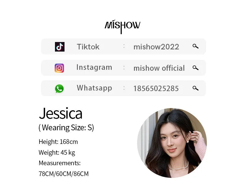 MISHOW Women's Pink Brown Fake Two-Piece Top 2026 Spring Ribbed Knit Knot Front Thin Top U-Neck Long Sleeve Slim Tops MXF11Z2912