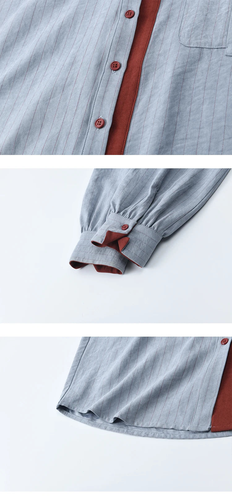 MISHOW Striped Shirt for Women Autumn 2025 Blue Red Splicing Contrasting Color Shirts Laple Loose Retro Commute Top MXE46C2405