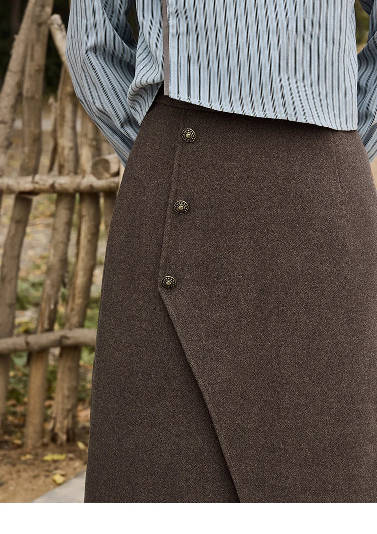 MISHOW Plaid Tweed Skirt Long-sleeved Jacket Long Skirt Separately Winter 2024 Korean O Neck Coat Front Slit Skirt MXD43W0445