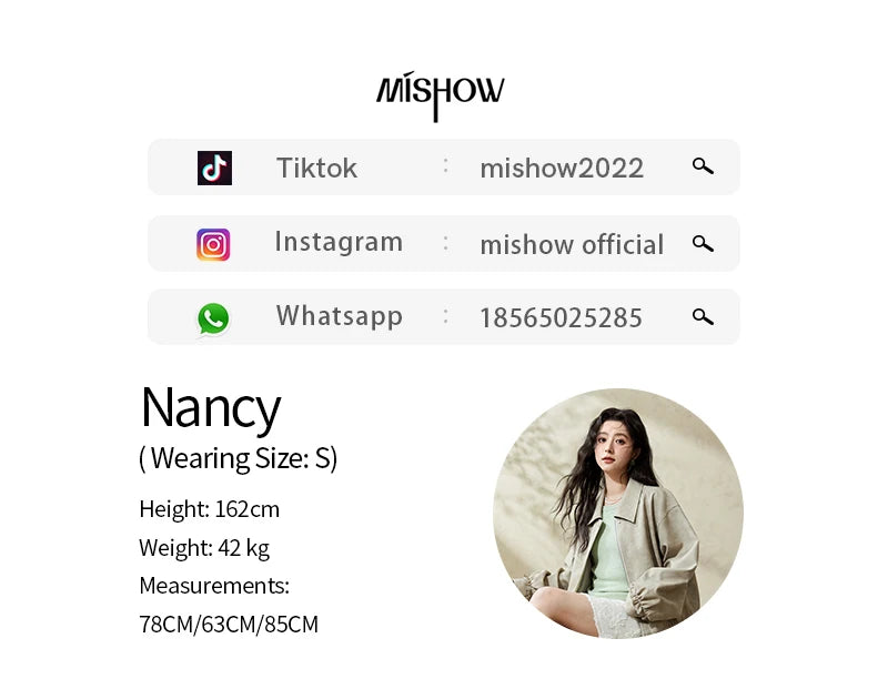 MISHOW Minimalist Short Jacket for Women Spring 2025 Casual Lapel Jacket Zipper Elastic Hem Solid Coats Streetwear MXE13W0715