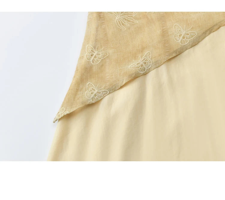 MISHOW Fashion Butterfly Embroidery Dress 2025 Summer Splicing Beaded Collar Comes with Retro Belt Dresses MXE36L2250