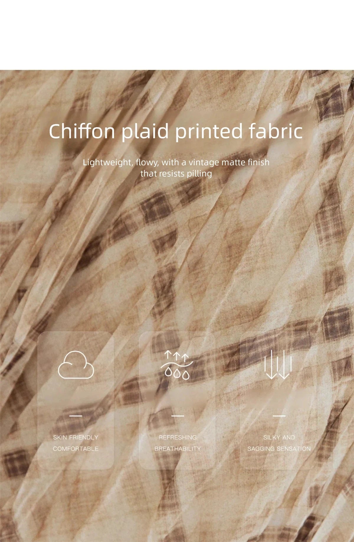 MISHOW Women's Beige Plaid Maxi Skirt 2026 Spring High Waist Flowy A-Line Skirts Elastic Waist Casual Chiffon Skirt MXF108B0769