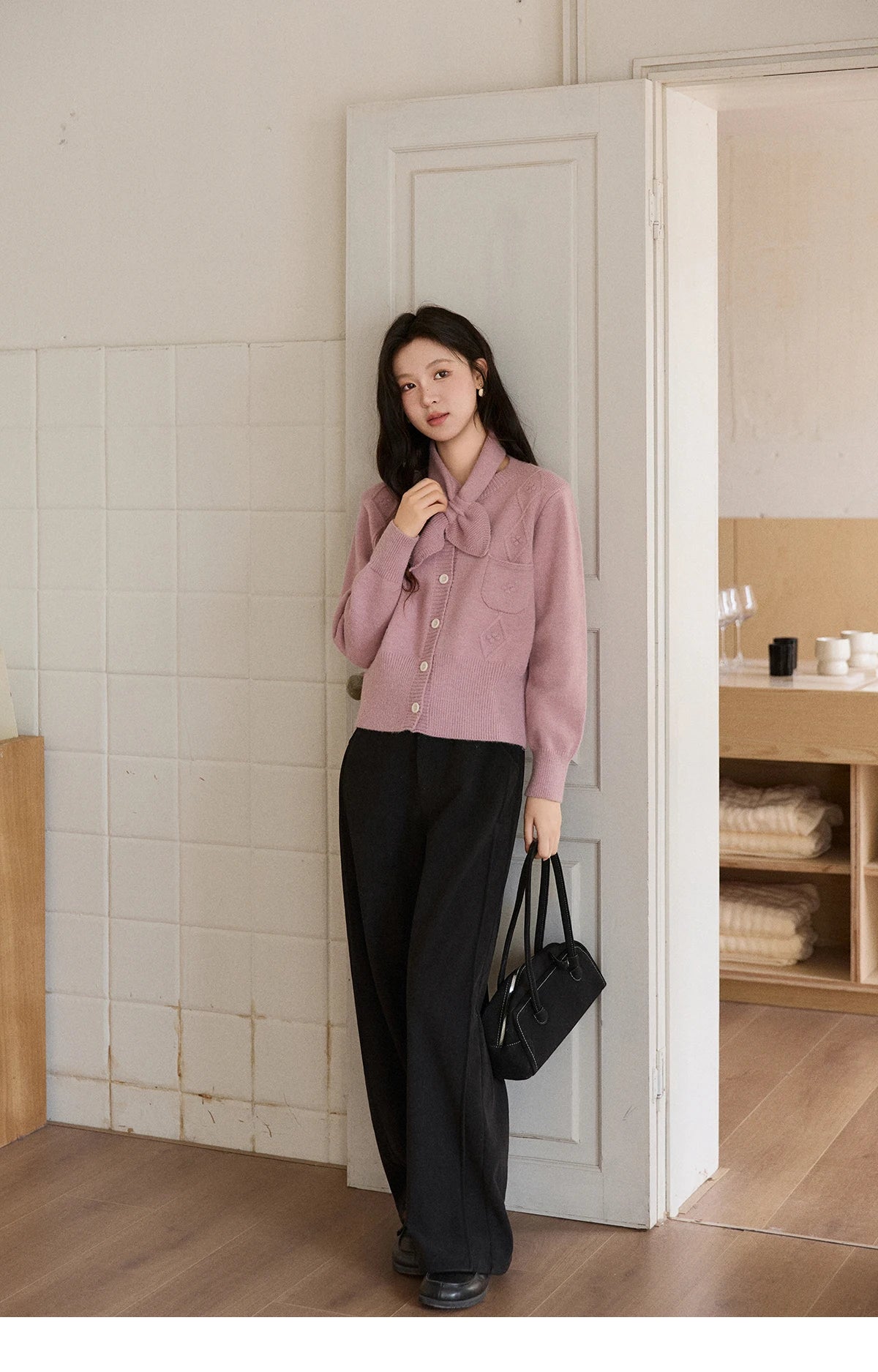 MISHOW Detachable Scarf Sweater for Women 2025 Autumn Winter Taro Purple Casual Warm Tops Soft Thick Knitted Sweater MXE91Z2825