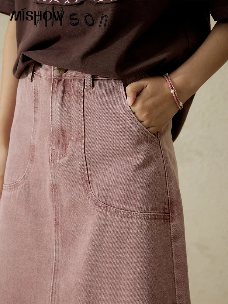 MISHOW Casual Spring Summer Skirt Women New 2025 Solid High Waist Slim Denim Skirts Female Fashion Straight Clothing MXD44B0506