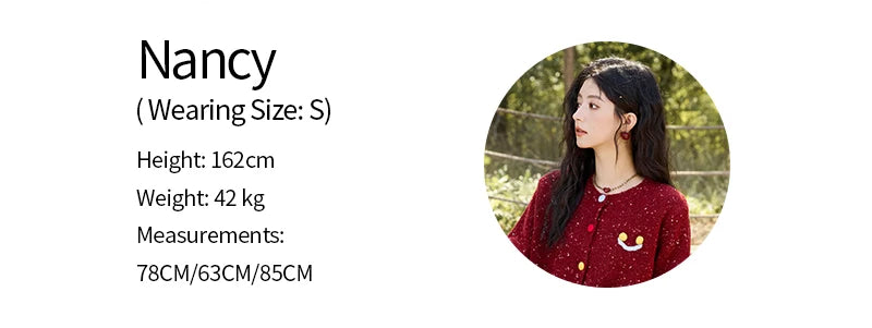Mishow Smile Embroidery Contrast Color Wool Cardigan MXD35Z0988