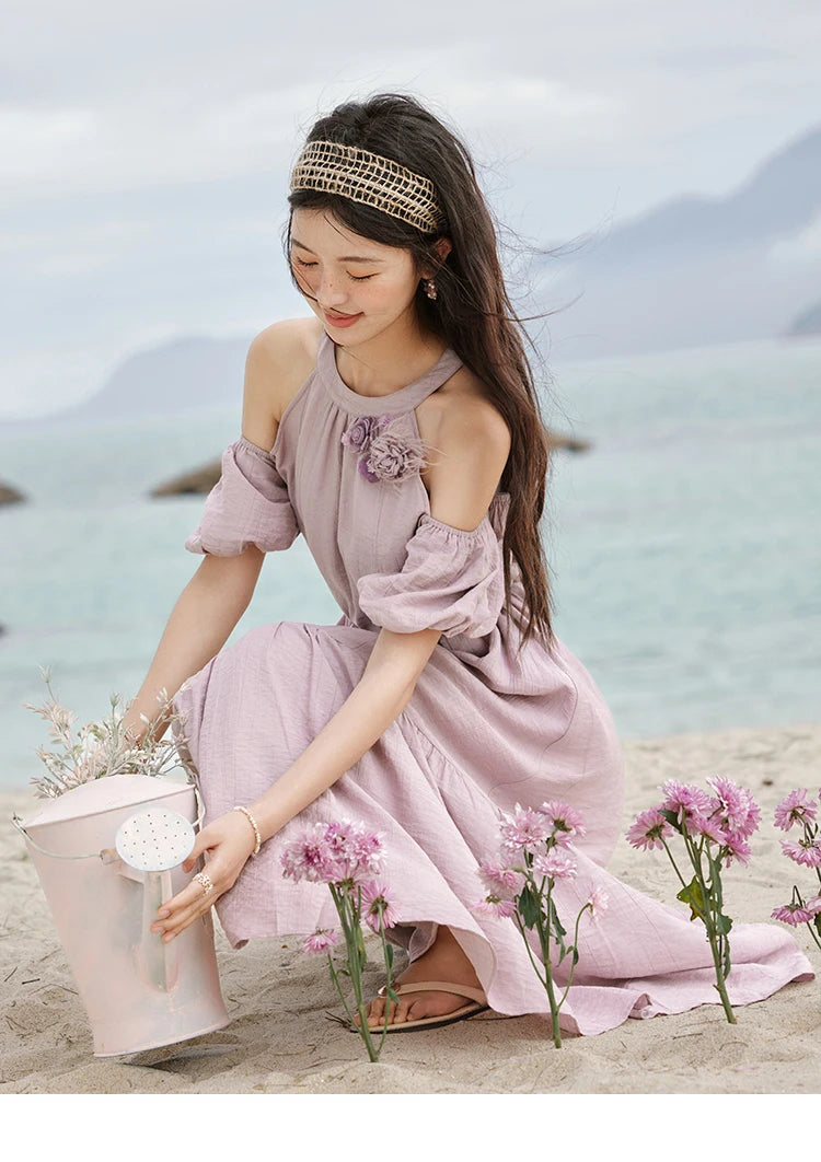 MISHOW Korean Halter Neck Jacquard Dress MXE32L2182