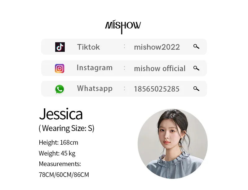 MISHOW Women's Peach Skin Solid Shirt 2026 Spring Ruffled Crew Neck Single-breasted Tops Casual Long Sleeve Shirts MXF11C2431