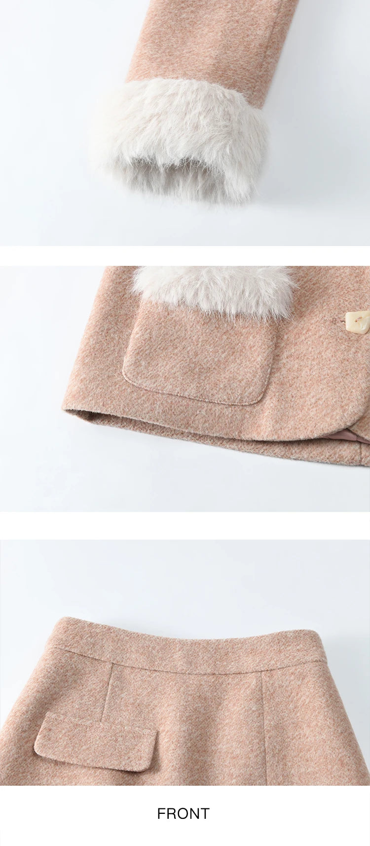 MISHOW New Chinese Tweed Coats Midi Skirts Separately Clothes Winter Woman Sweets Edge Design Plush Fur Coat Women MXD54W0583