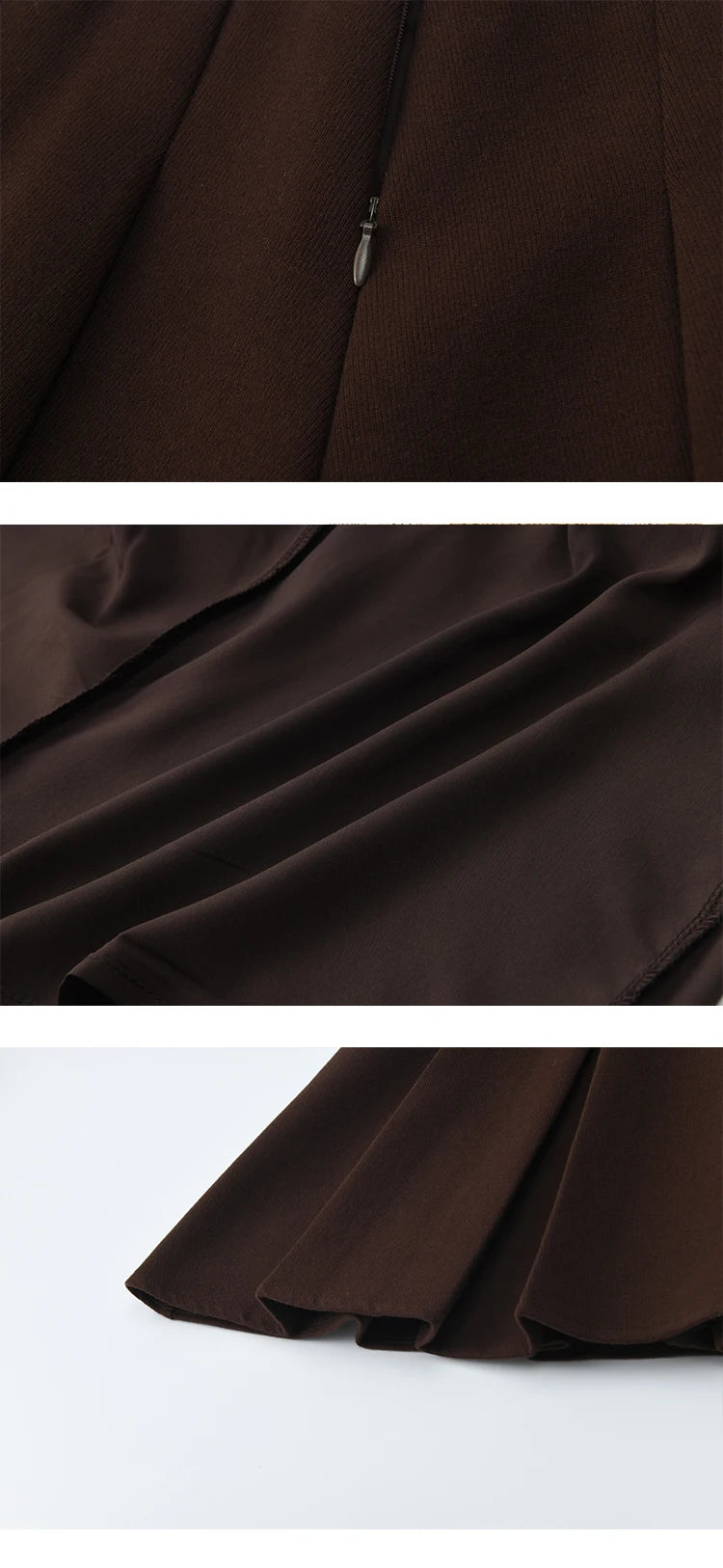 MISHOW Woman Suits 2025 Autumn Retro Brown V-Neck Sweatshirt Pleated Skirt Suit Striped Waist Belt Casual Two-piece MXE47T1415