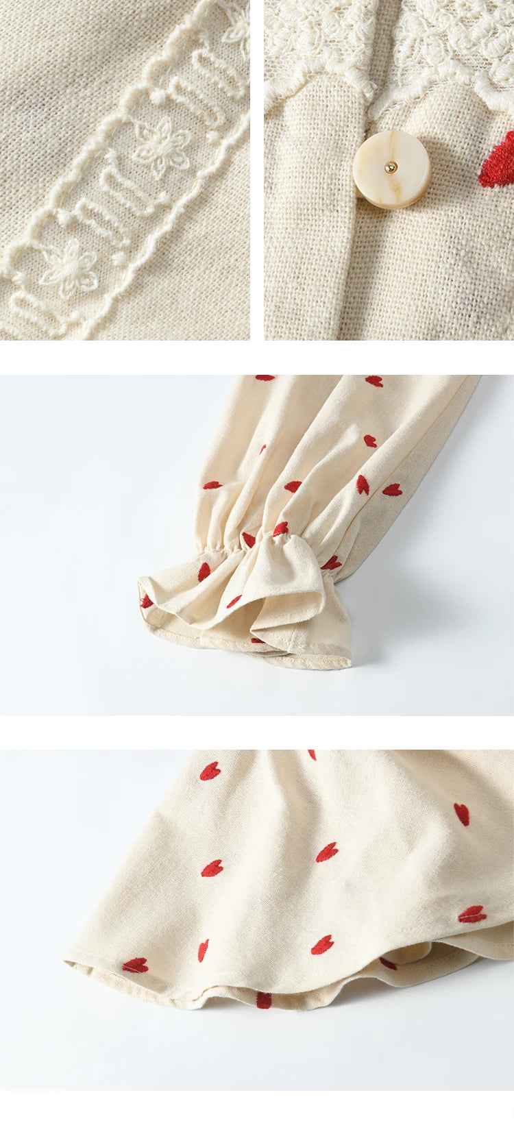 MISHOW Women's Love Embroidered V-neck Blouses 2025 Spring Linen Cotton Retro Slim Tops Sweet Waist Ruffle Blouse MXE13X1700