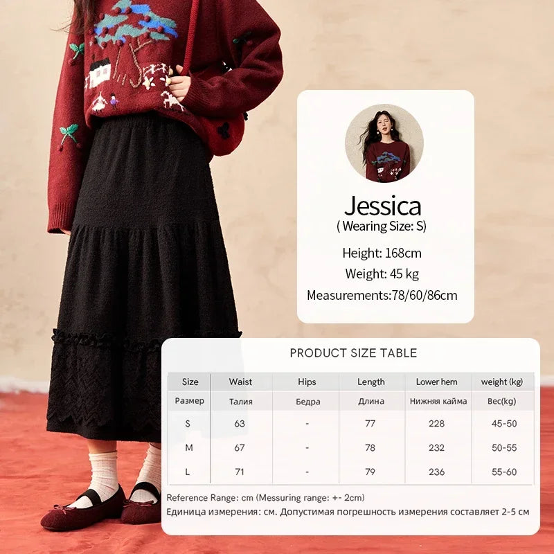 MISHOW Splicing Knitted Skirt For Women 2025 Spring New Korean Lace Loose Elegant Slim Temperament Pleated Long Skirt MXD59B0632