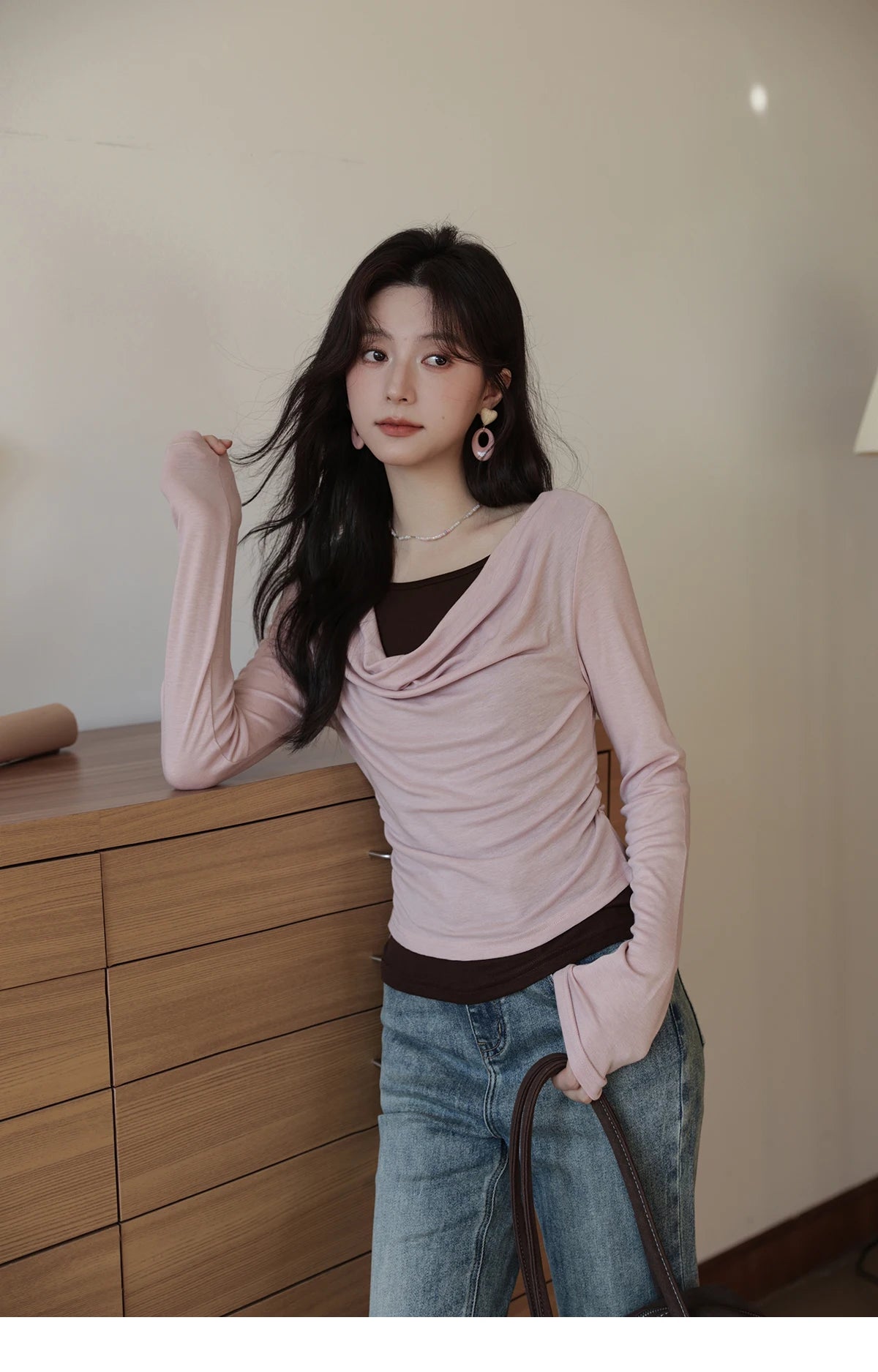 MISHOW Multi Colored Fake Two-piece Knitted Sweater 2025 Autumn Swinging Collar Casual Tops Contrasting Waist Top MXE42Z1341