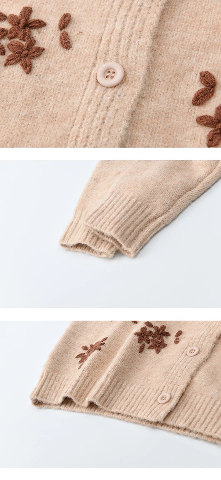 Mishow Floral Embroidery Round Neck Wool Cardigan MXE86Z2724
