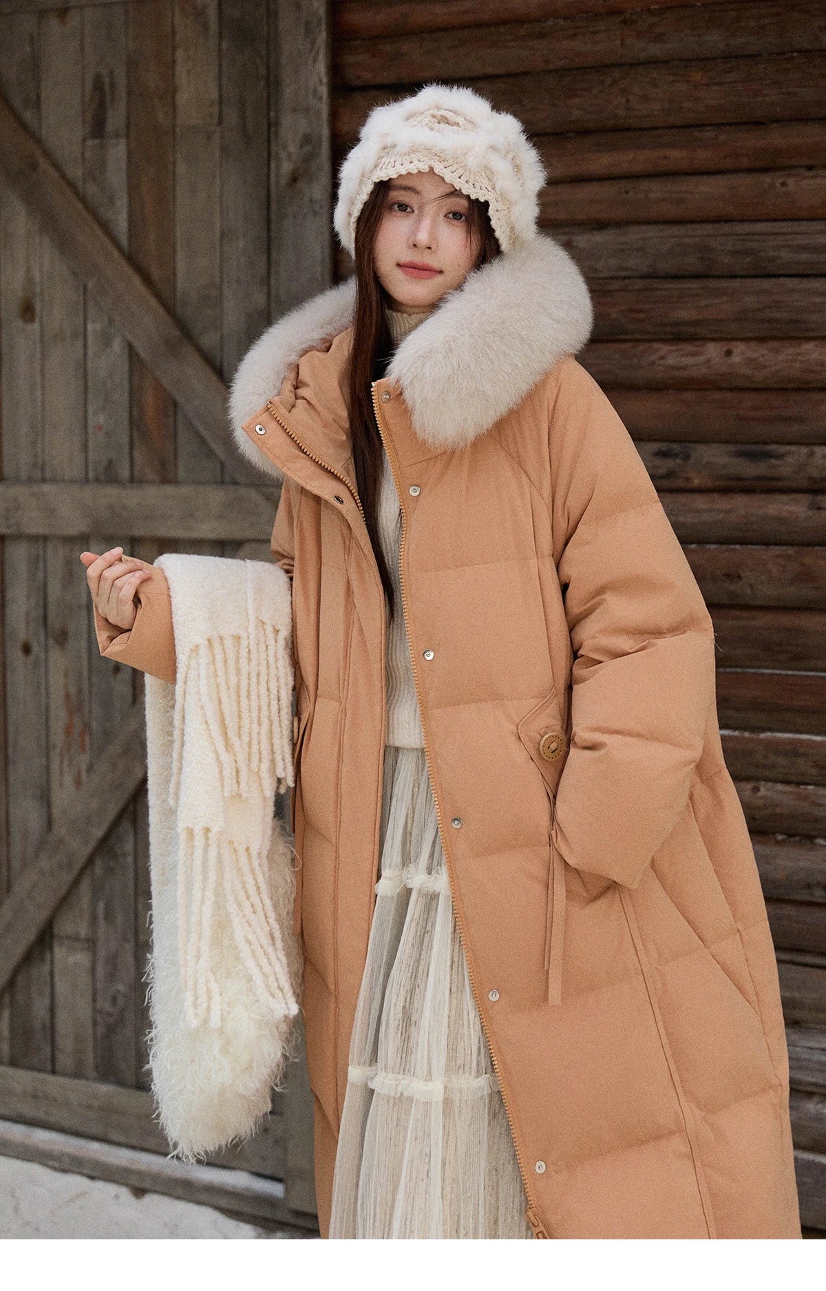 MISHOW Women's Winter Coat with Hood 2025 Fashion Solid Commute Long Down Jacket Windproof Warm Down Coat Luxury MXE51Y0079