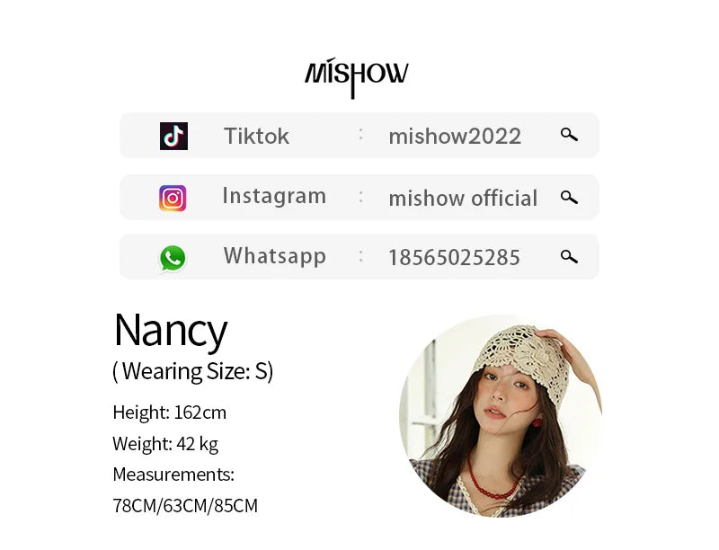 MISHOW Women's Garment Sleeves Plaid Shirt 2025 Summer New Fashion Lace V-neck Shirt Button Belt Top Female Clothing MXE36X1814