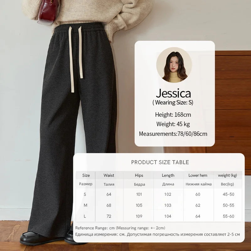 MISHOW Wide-leg Pants for Women 2025 Autumn Winter High Waist Straight Lace-up Loose Pants Retro Casual Slim Pants MXE89K1100