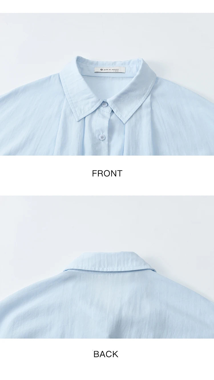 MISHOW Women's Blue Striped Camisole Dress Lyocell Shirt Separately Summer 2025 Lapel Solid Shirt O-neck Strap Dress MXE34L2285