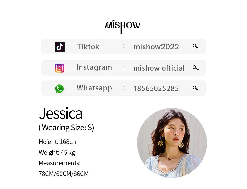 MISHOW Blue Square Neck Bubble Sleeve Dress for Women Summer 2025 Waist Vacation 100 Cotton Embroidered Long Dress MXE35L2234