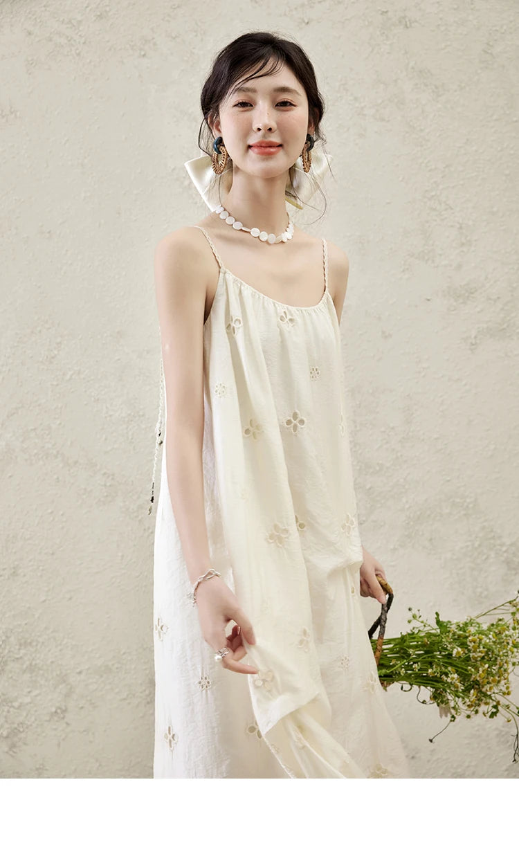 MISHOW Elegant Summer Camisole Dress Women 2025 New Sleeveless Hollow Embroidery Slim Dresses Female Fashion Romantic MXE15L2142