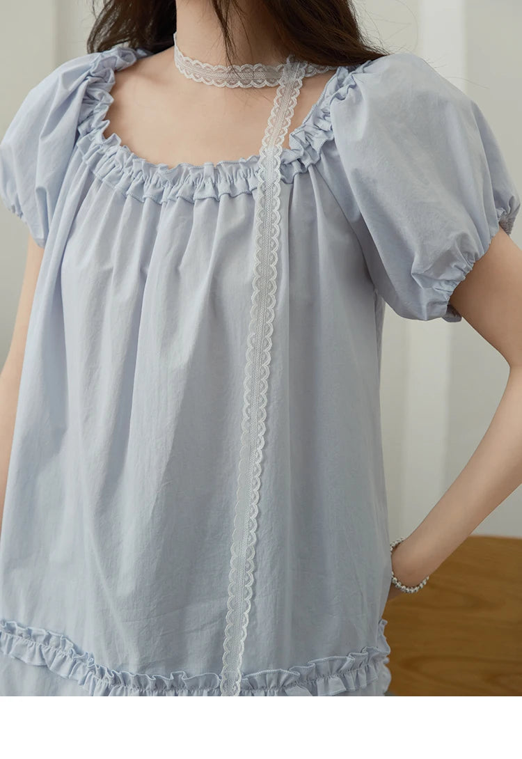 MISHOW Women's Fashion Puff Sleeve Blouse 2025 Summer Casual O-Neck Edible Tree Fungus Spliced Top Female Clothing MXE39X1929