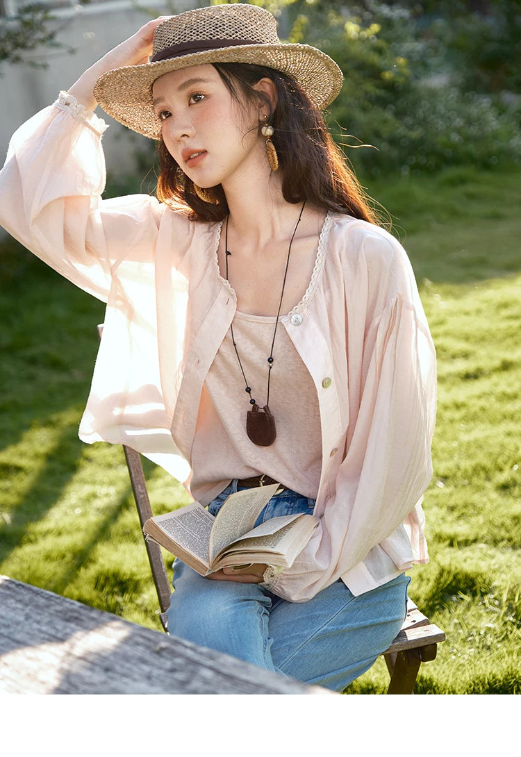 MISHOW Thin Shirt Set for Women 2025 Summer New Ladies Casual Tank Top Sunshade Button Shirt Stacked Two Piece Set MXE39T0689