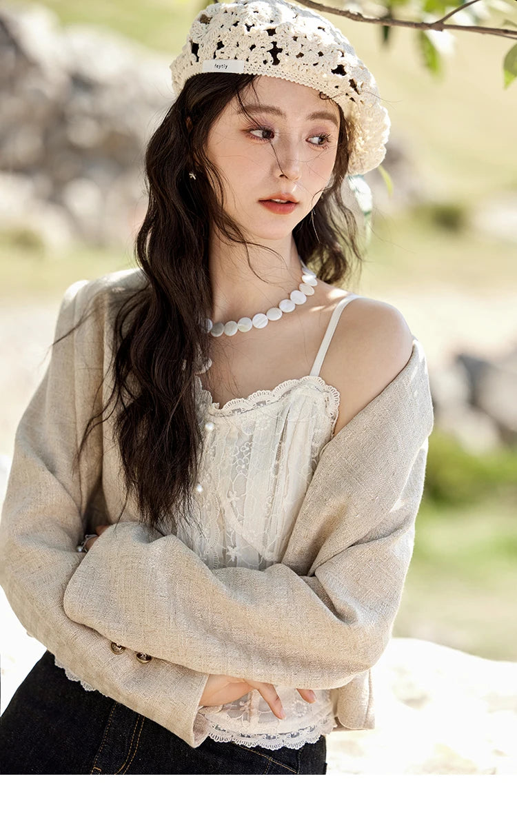 MISHOW Lace Embroidered Camisole for Women Spring 2025 Adjustable Shoulder Straps Slim Tank Top Sexy Sweet Camisole MXE13D0050