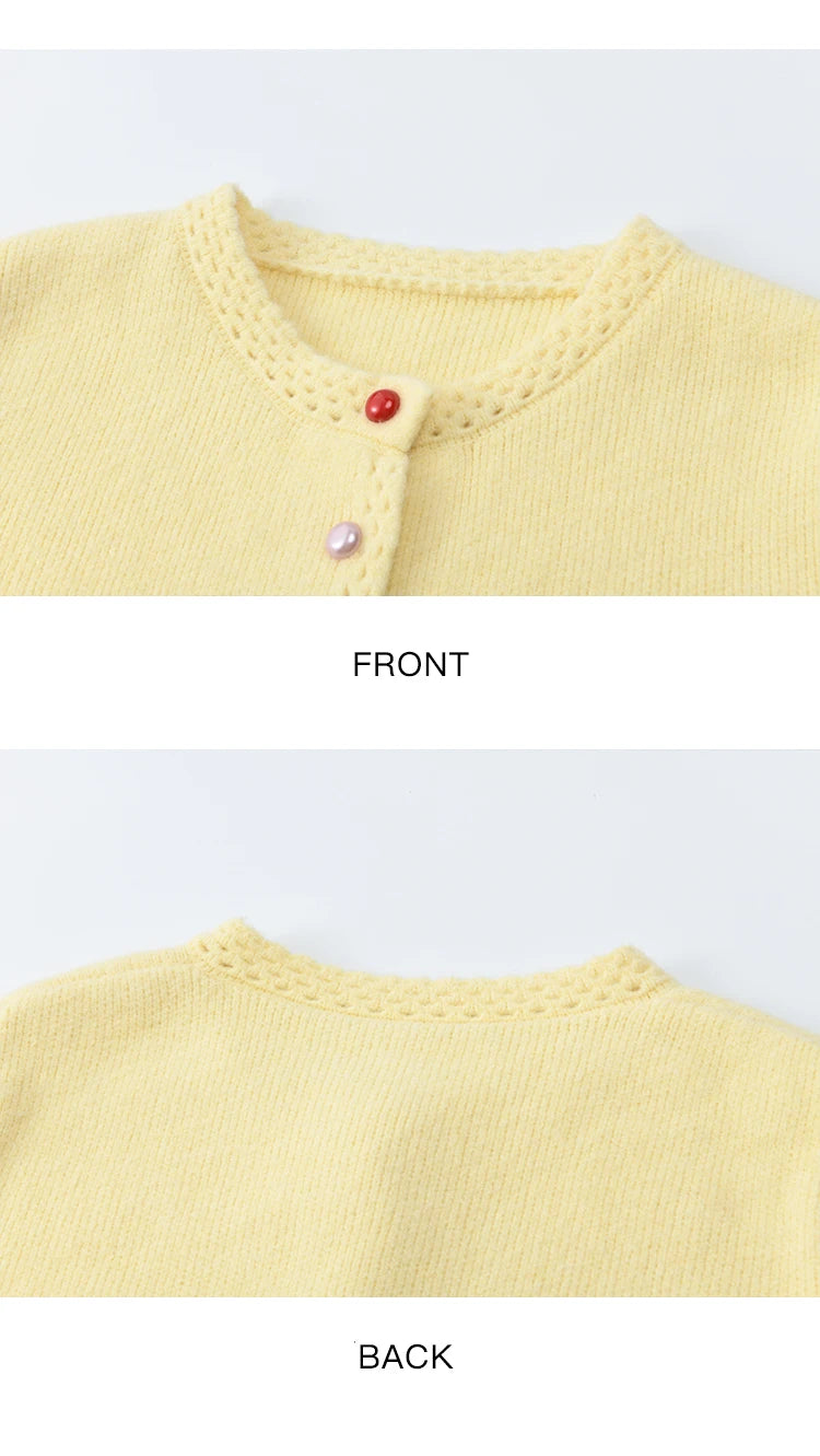 MISHOW Women's Cardigan 2025 Slim Fit Hollow Out Round Neck Rainbow Button Sweater French Style Solid Warm Knitwear MXE90Z2796