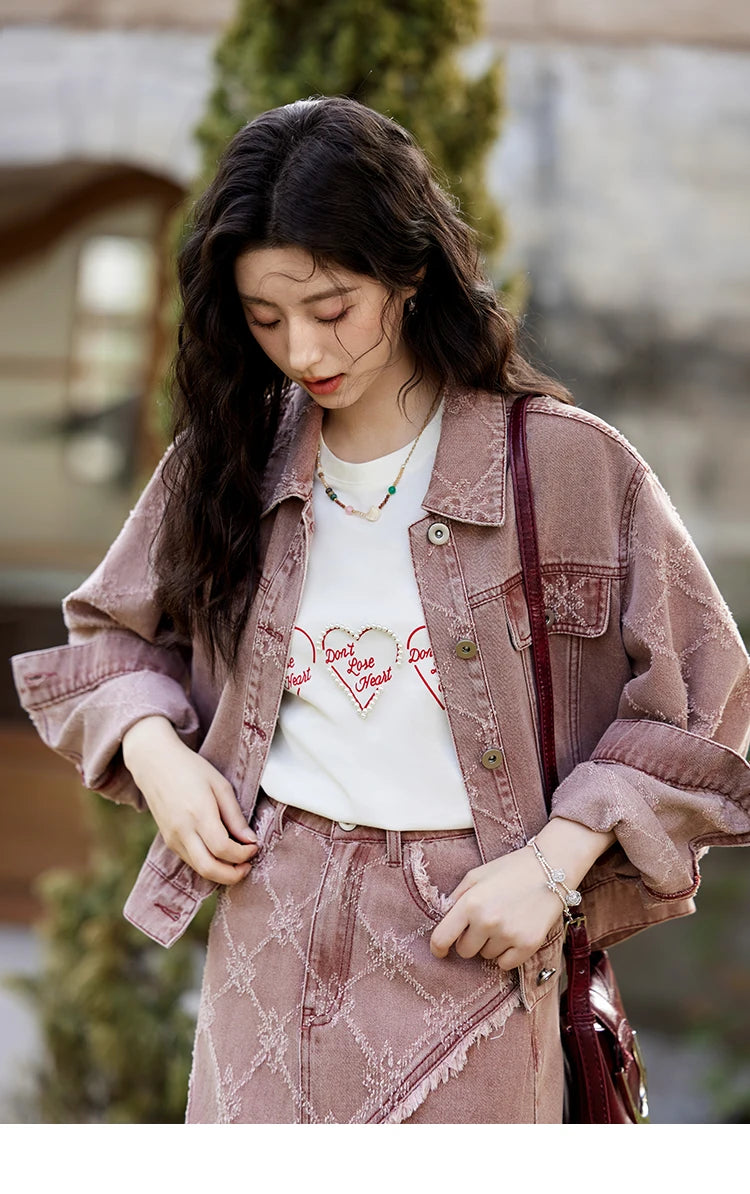 MISHOW Cowboy Skirts Separately For Women 2025 Spring New Gentle Sweet Thick Jacquard Short Jacket Mid Long Skirt MXE14W0754